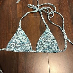 Shein turquoise design bikini top, size XS, good condition.
